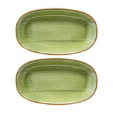 Bonna China Natura 7.5" x 4.25" x h:1" Oval Green Porcelain Platter (Set of 2)